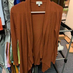 Socialite Rust Brown Waterfall Waffle Cozy cardigan Size XS